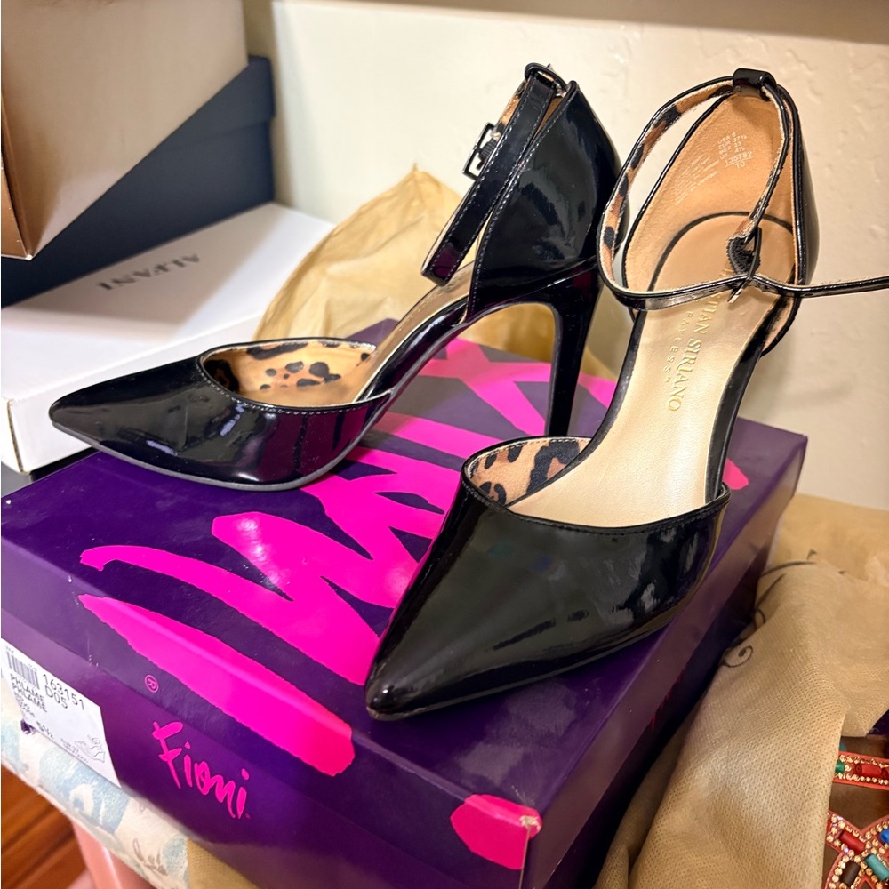 Christian Siriano Black Patent Leather Heels